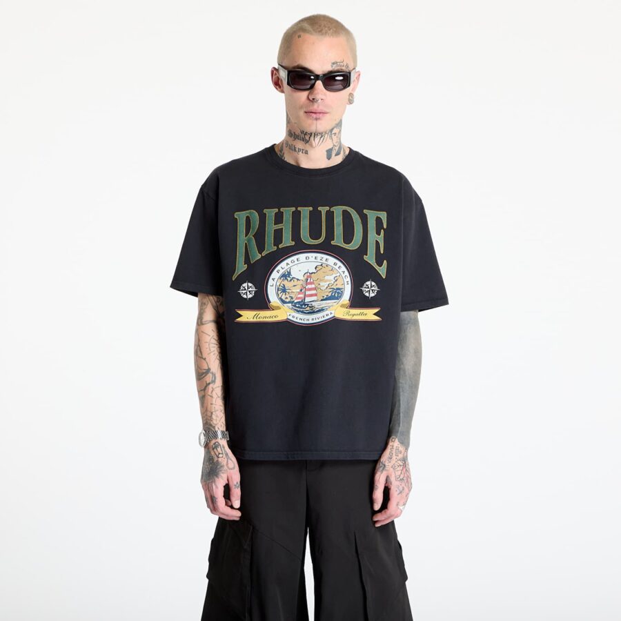 Póló Rhude Monaco Regatta Tee Vintage Black XL-alacsony-ár