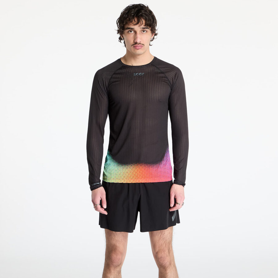 Póló SOAR Running Men's Race Base Layer T-Shirt Black/Rainbow Dot L-alacsony-ár