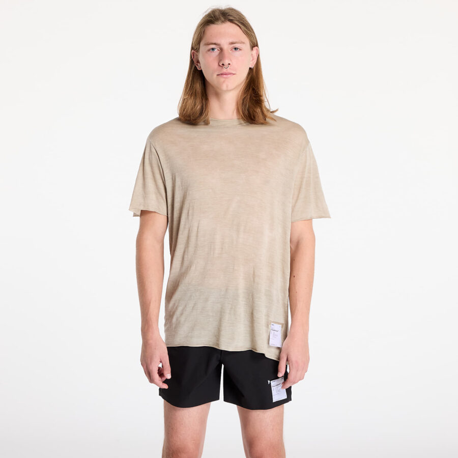 Póló Satisfy CloudMerino T-Shirt UNISEX Sun Bleached Greige M-alacsony-ár