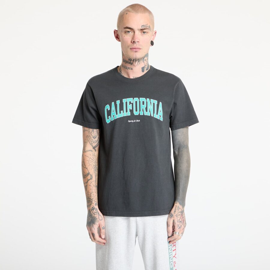 Póló Sporty & Rich California T-Shirt UNISEX Faded Black/ Spring Green/ White S-alacsony-ár