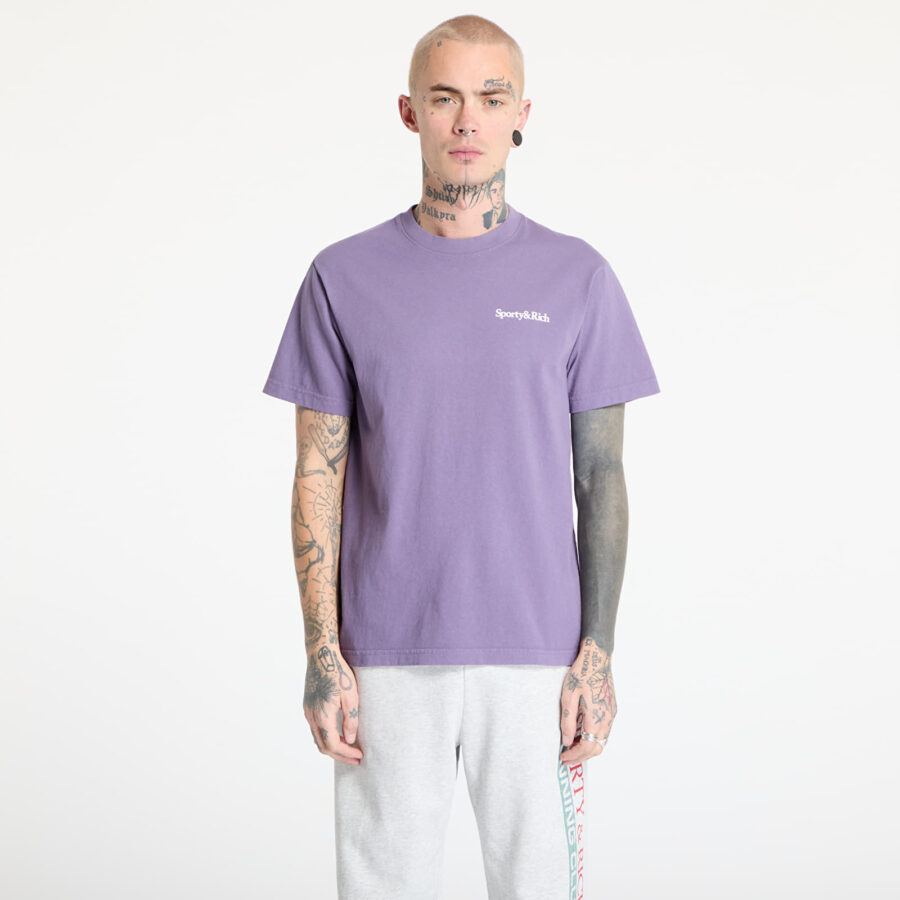 Póló Sporty & Rich Health Is Wealth T-Shirt UNISEX Dusty Grape/ White XS-alacsony-ár