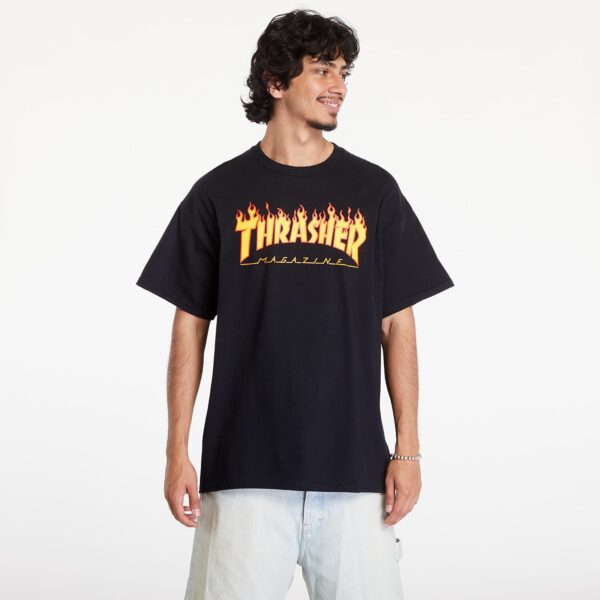 Póló Thrasher Flame Logo T-Shirt Black S-alacsony-ár