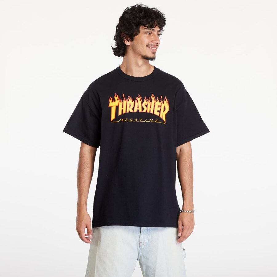 Póló Thrasher Flame Logo T-Shirt Black S-alacsony-ár