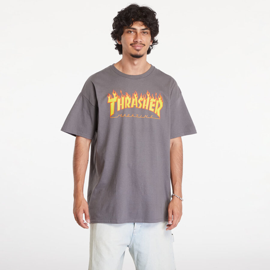 Póló Thrasher Flame Logo T-Shirt Charcoal Gray S-alacsony-ár