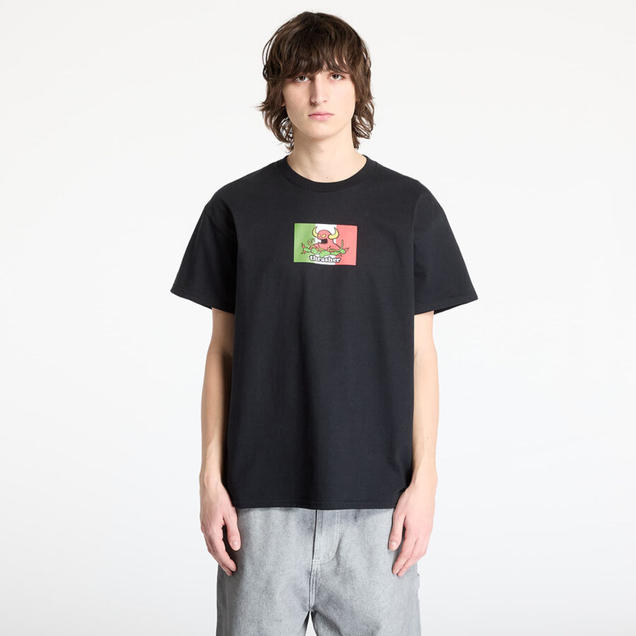Póló Thrasher x Toy Machine Hecho T-Shirt Black S-alacsony-ár