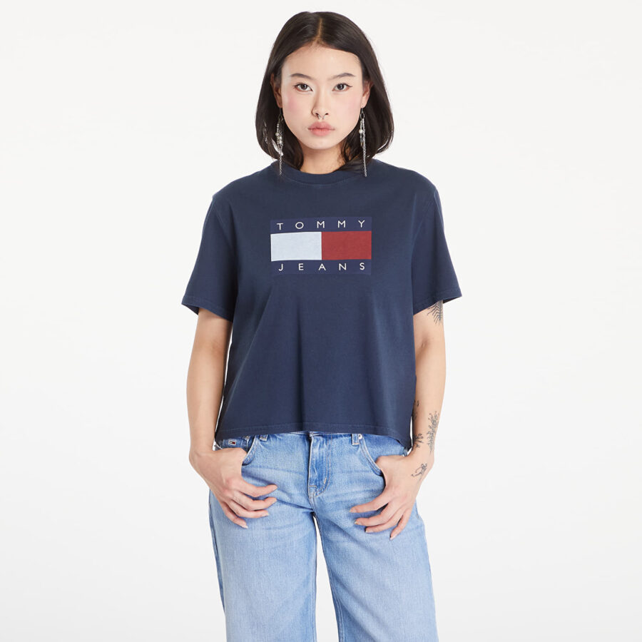 Póló Tommy Jeans Flag Badge Boxy Fit T-Shirt Dark Night Navy XS-alacsony-ár
