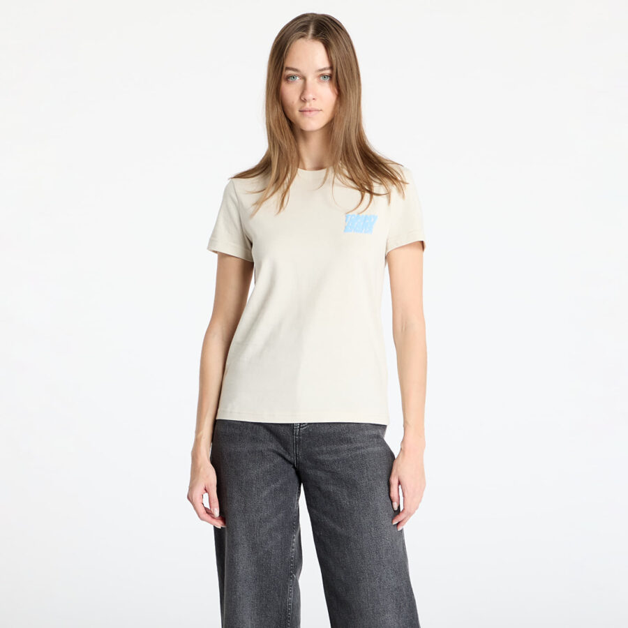 Póló Tommy Jeans Reg Tj Bubble Tee Beige S-alacsony-ár