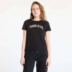 Póló Tommy Jeans Regular Floral Varsity Tee Black S-alacsony-ár