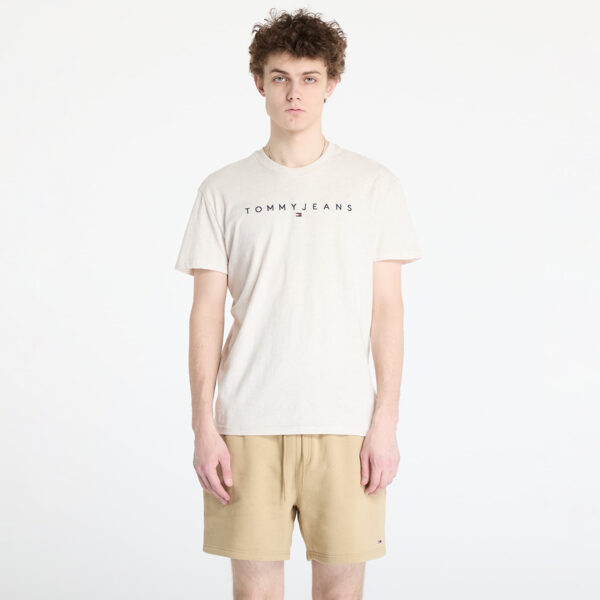 Póló Tommy Jeans Regular Linear Logo Tee Beige M-alacsony-ár