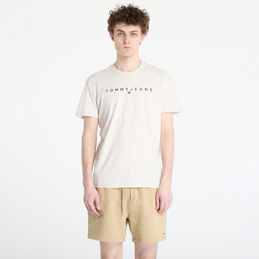 Póló Tommy Jeans Regular Linear Logo Tee Beige M-alacsony-ár