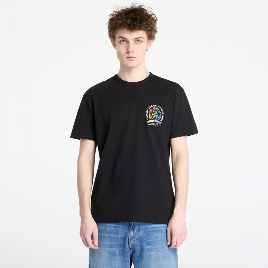 Póló Tommy Jeans Regular Pop Crest Tee Black S-alacsony-ár