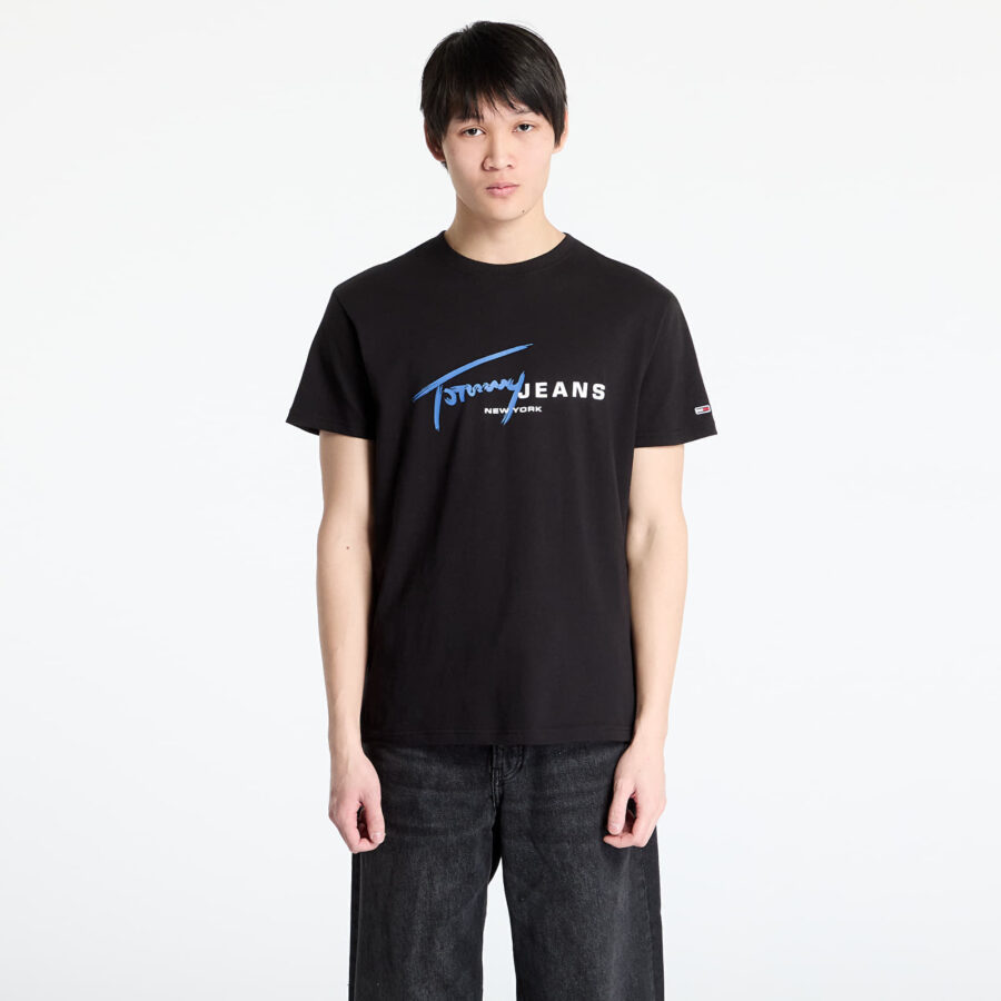 Póló Tommy Jeans Regular Signature Dna Tee Black S-alacsony-ár