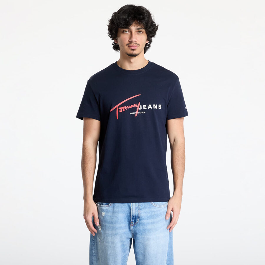 Póló Tommy Jeans Regular Signature Dna Tee Blue XL-alacsony-ár