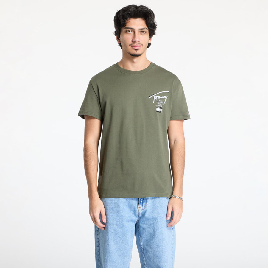 Póló Tommy Jeans Regular Tommy Signature Tee Green L-alacsony-ár