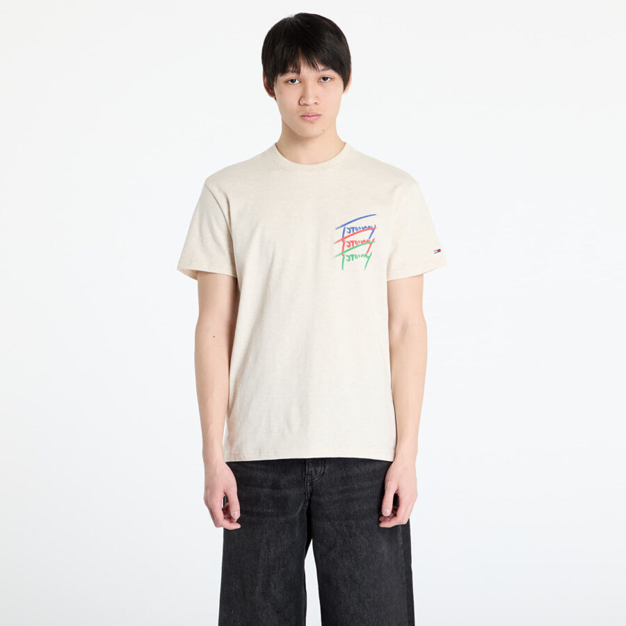 Póló Tommy Jeans Regular Twisted Sign Tee Beige S-alacsony-ár