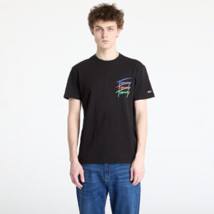 Póló Tommy Jeans Regular Twisted Sign Tee Black S-alacsony-ár