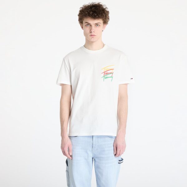 Póló Tommy Jeans Regular Twisted Sign Tee White M-alacsony-ár