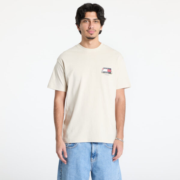 Póló Tommy Jeans Rlx Novelty 1 Tee Beige M-alacsony-ár