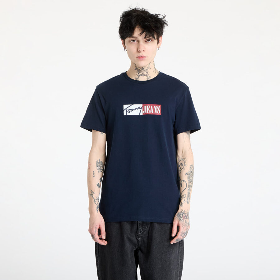 Póló Tommy Jeans Slim Entry Graphic Tee Blue S-alacsony-ár