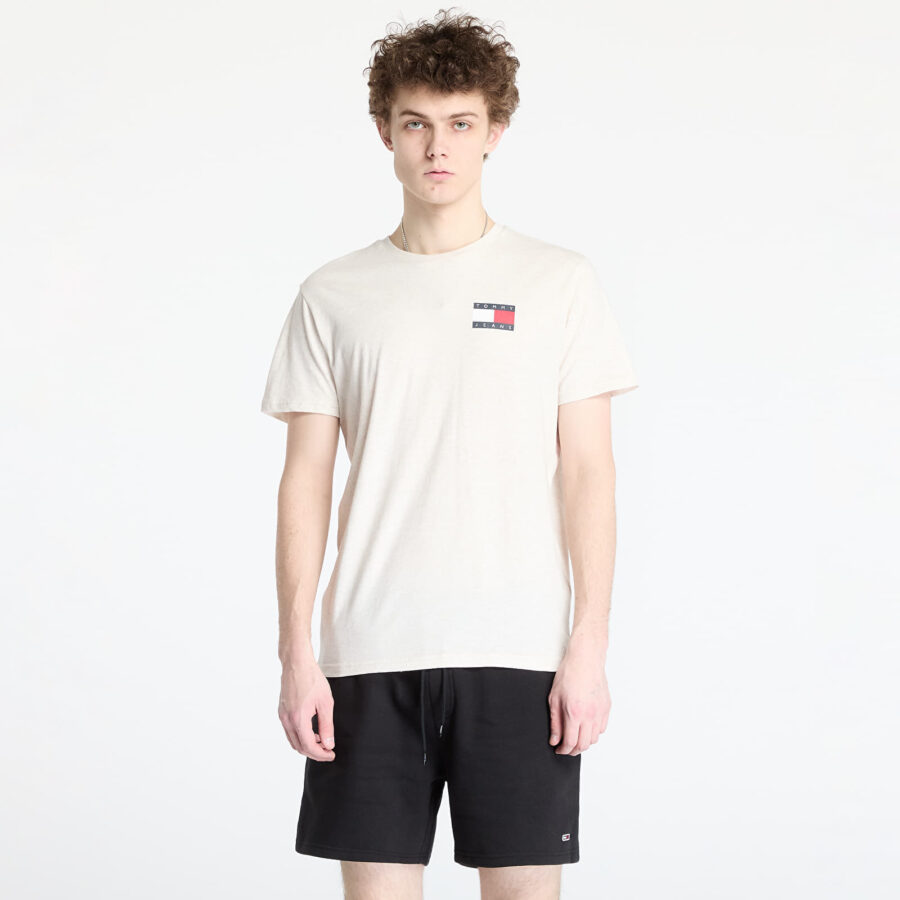 Póló Tommy Jeans Slim Essential Tee Beige S-alacsony-ár