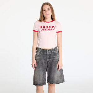 Póló Tommy Jeans Slim Script Tee Pink XS-alacsony-ár