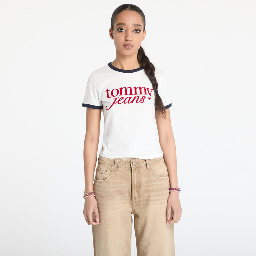Póló Tommy Jeans Slim Script Tee White XS-alacsony-ár