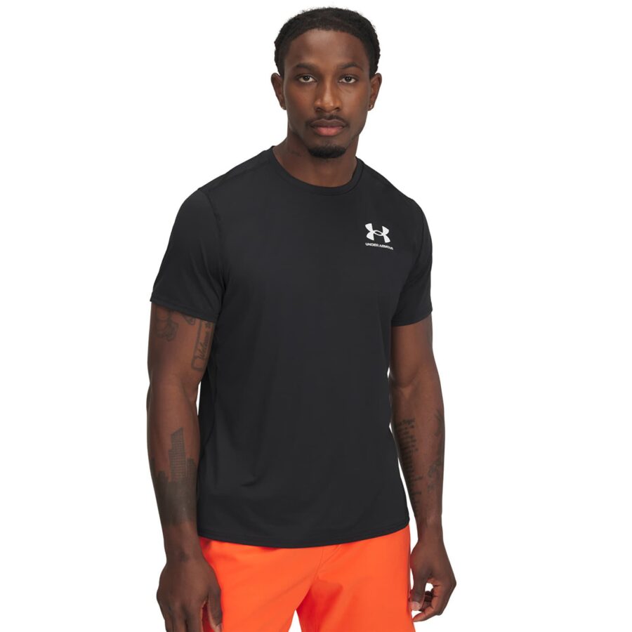 Póló Under Armour Heatgear Fitted SS Tee Black/ White S-alacsony-ár
