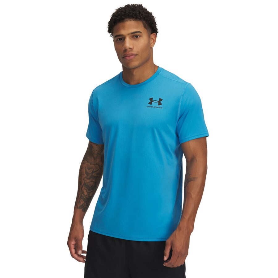 Póló Under Armour Heatgear Fitted SS Tee Ether Blue/ Black S-alacsony-ár