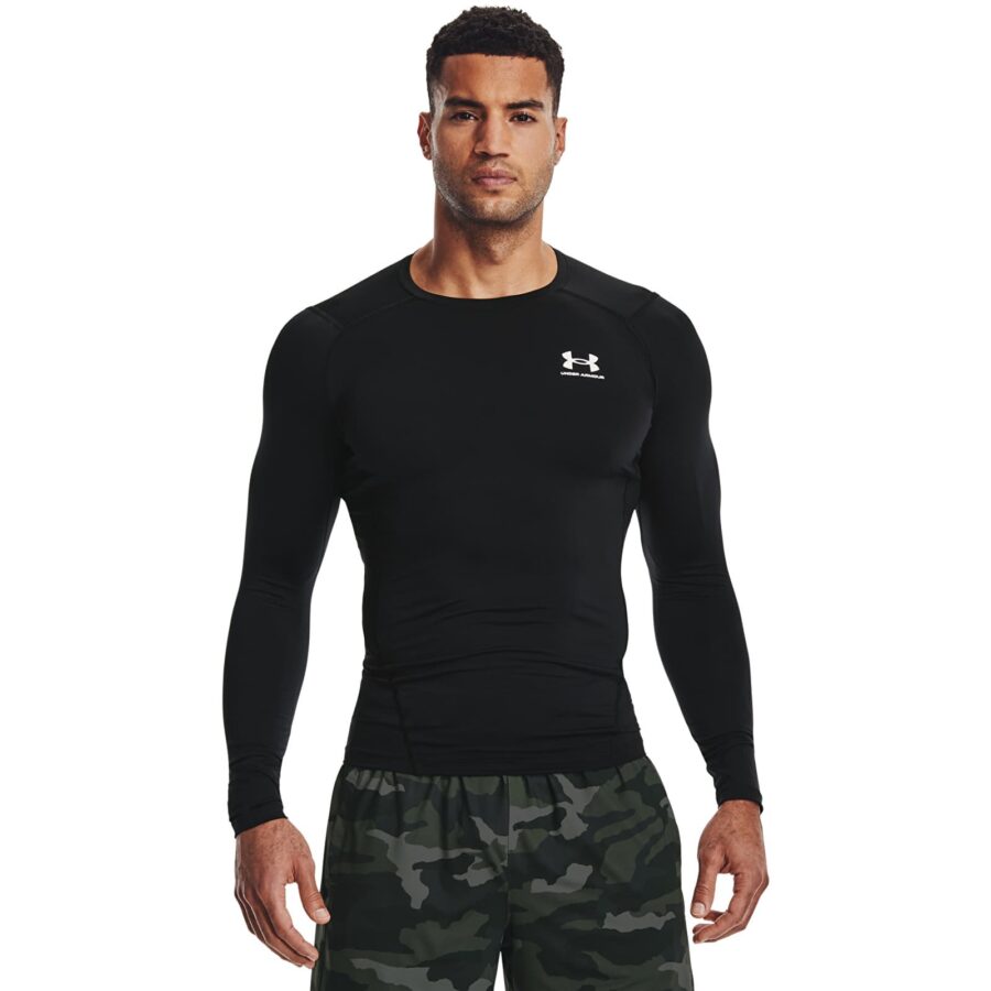Póló Under Armour Hg Armour Comp LS Black/ White S-alacsony-ár