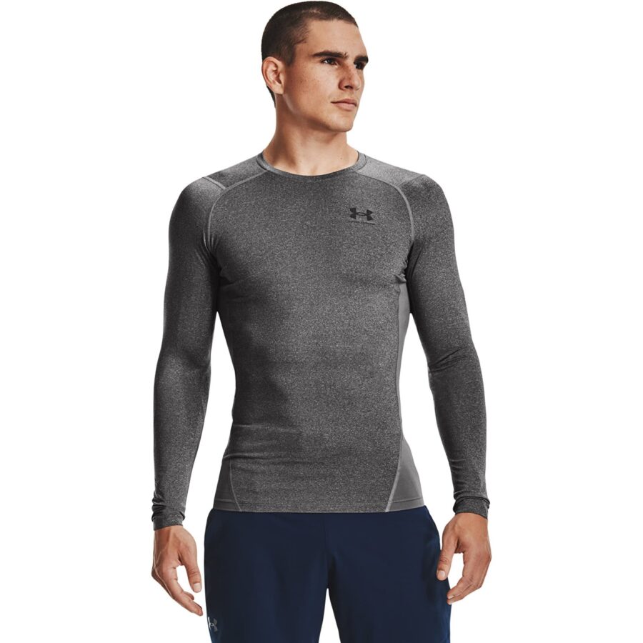 Póló Under Armour Hg Armour Comp LS Carbon Heather/ Black S-alacsony-ár