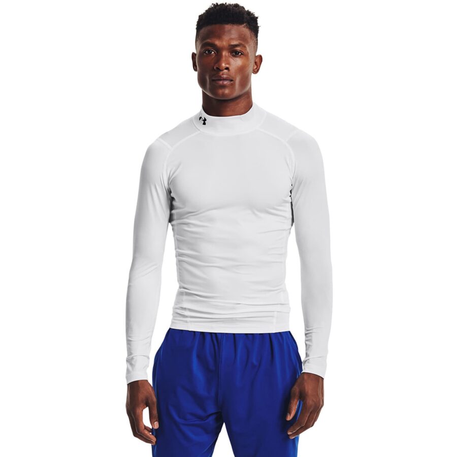 Póló Under Armour Hg Armour Comp Mock LS White/ Black M-alacsony-ár