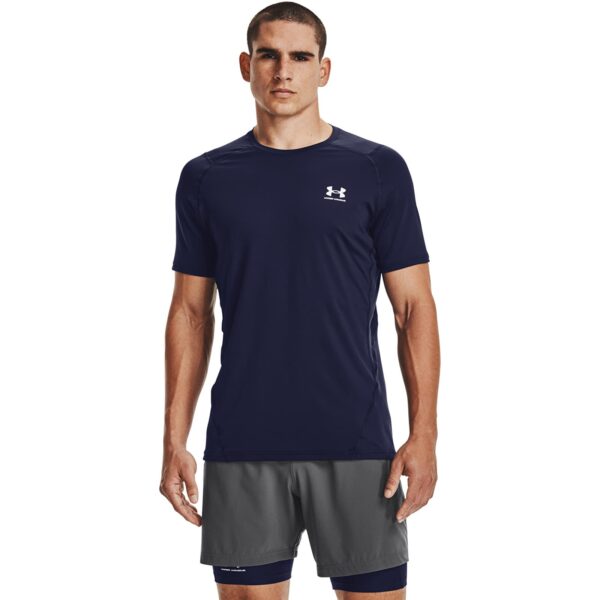 Póló Under Armour Hg Armour Fitted SS Midnight Navy/ White XL-alacsony-ár
