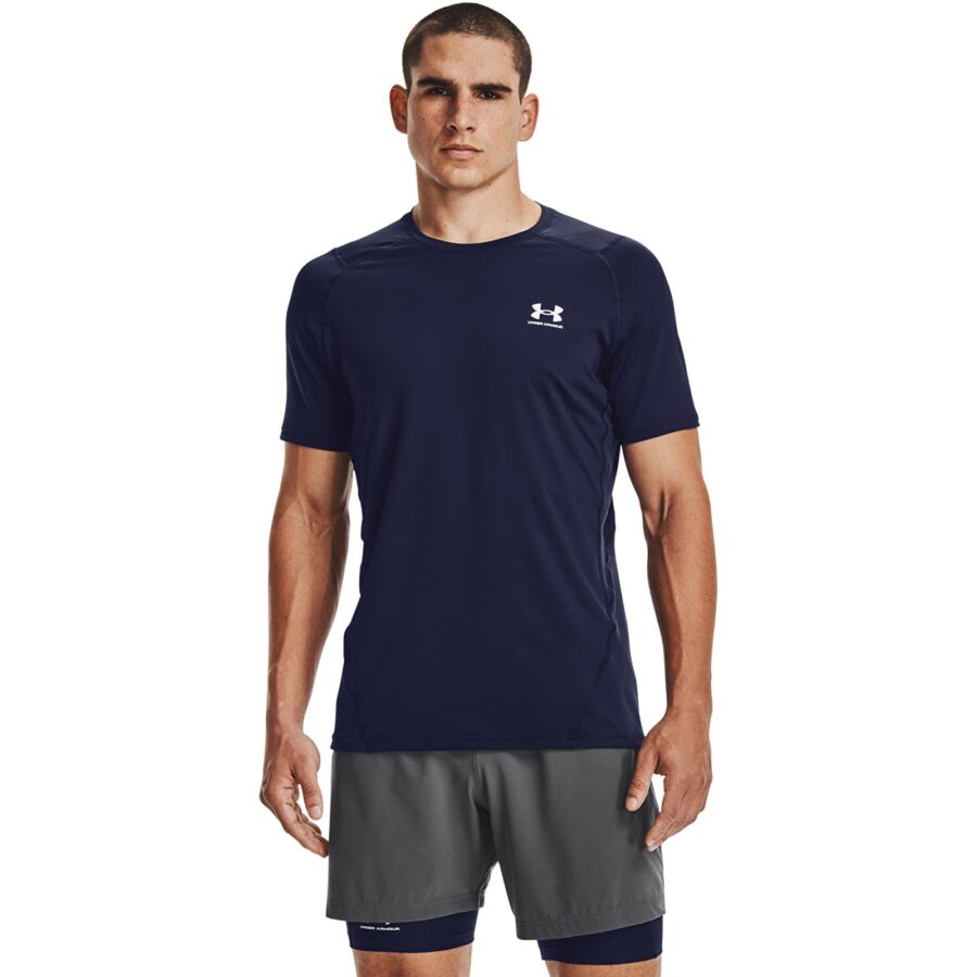 Póló Under Armour Hg Armour Fitted SS Midnight Navy/ White XL-alacsony-ár