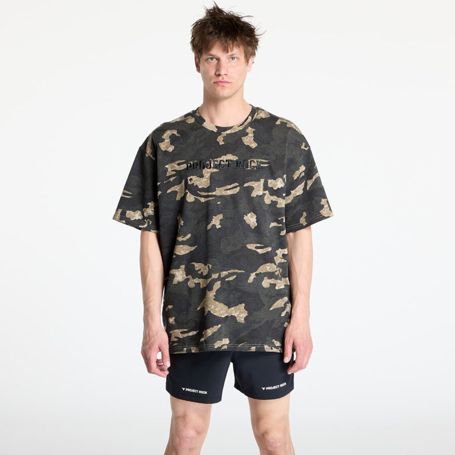 Póló Under Armour Project Rock All Over Print T-shirt Grey/ Green M-alacsony-ár