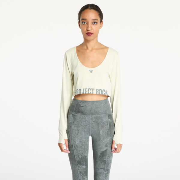 Póló Under Armour Project Rock LG Longsleeve Workout Top Silt/ Clay Green XS-alacsony-ár