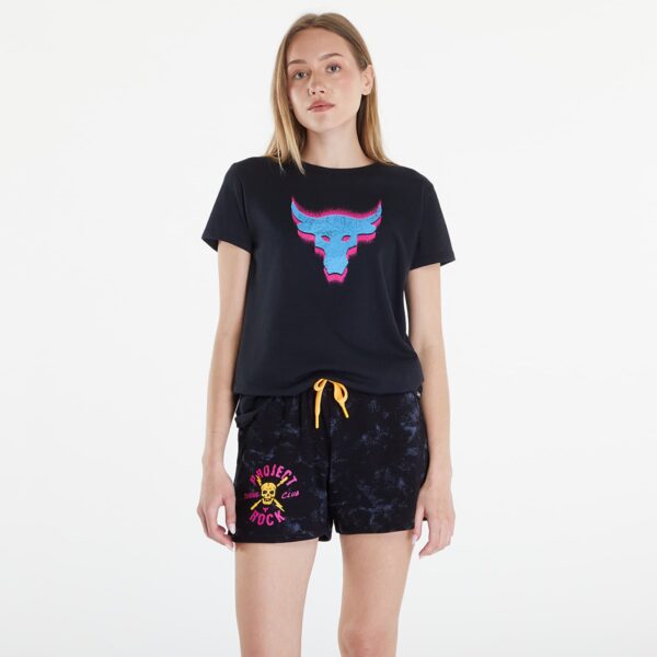 Póló Under Armour Project Rock W Underground Core T Black/ Viral Blue S-alacsony-ár