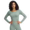 Póló Under Armour Vanish Seamless LS Tee Silica Green/ White XS-alacsony-ár