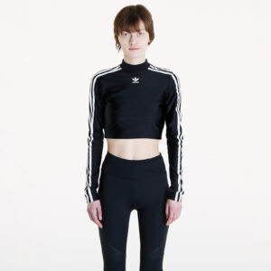 Póló adidas 3 Stripes Cropped Long Sleeve T-Shirt Black L-alacsony-ár