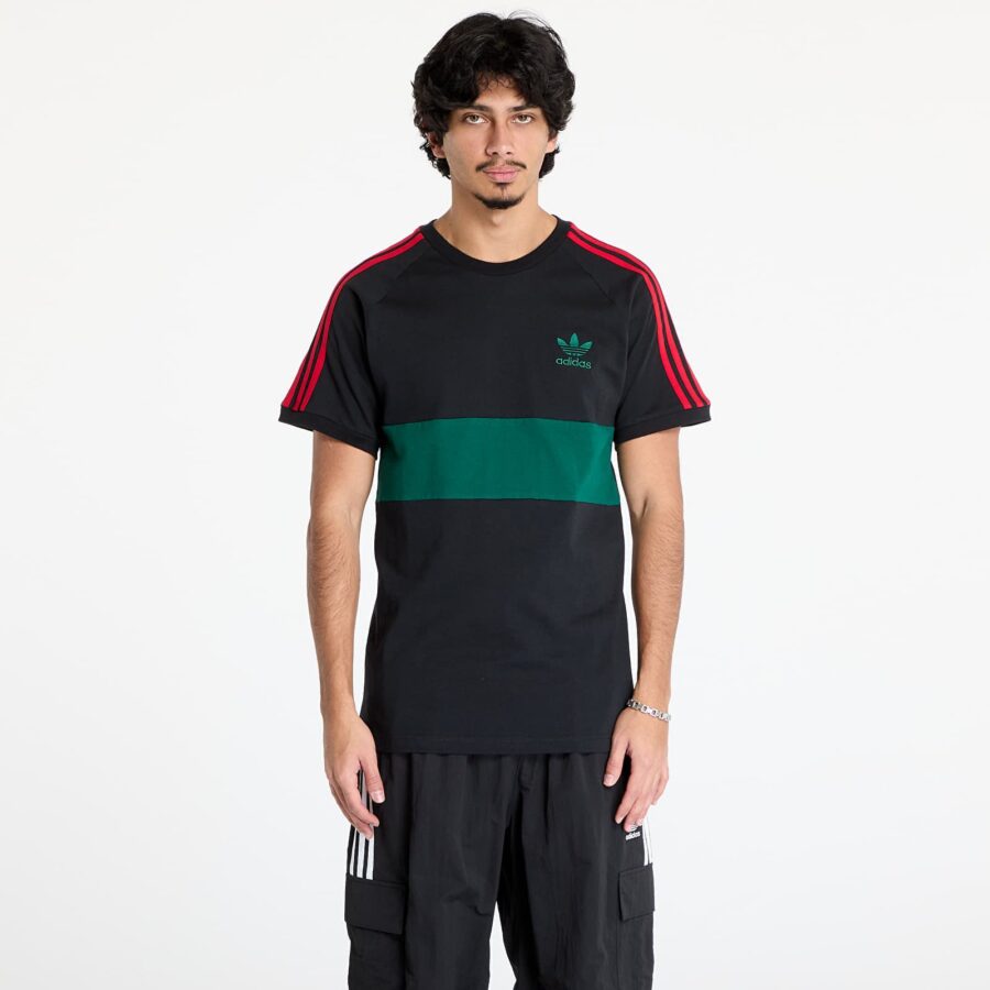 Póló adidas 3 Stripes Panel T-Shirt Black/ Core Green S-alacsony-ár