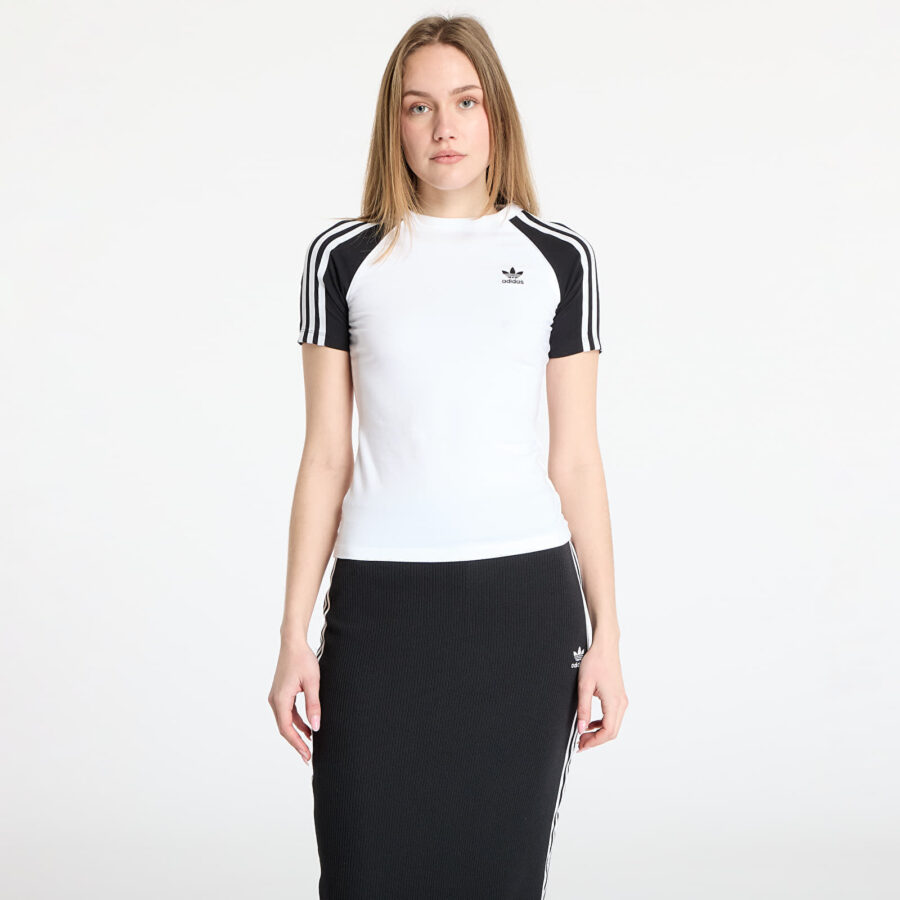 Póló adidas Adicolor 3 Stripe Raglan Slim Tee White/ Black XS-alacsony-ár