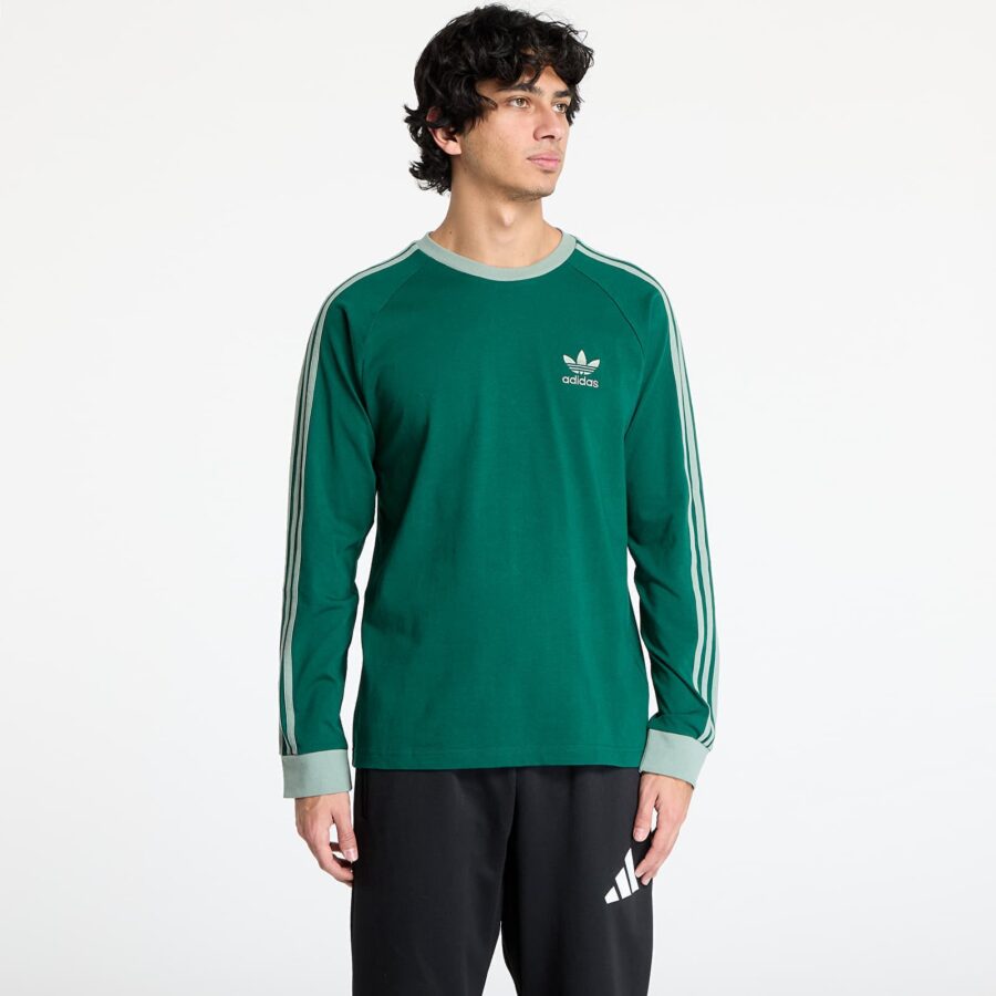 Póló adidas Adicolor Classics 3-Stripes Longsleeve T-Shirt Collegiate Green L-alacsony-ár