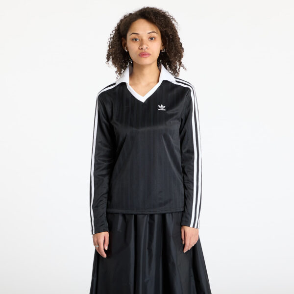 Póló adidas Adicolor Football Jacquard V-Neck Long Sleeve Tee Black/ Black M-alacsony-ár