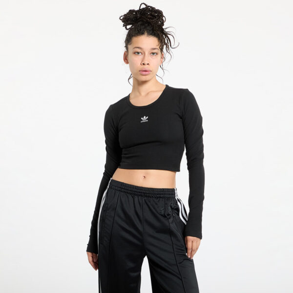 Póló adidas Essentials Rib Cro-Packed Longsleeve Tee Black XS-alacsony-ár