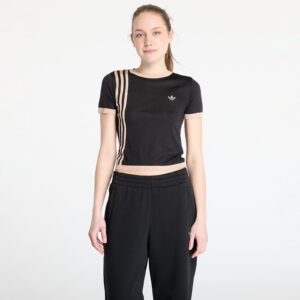Póló adidas Knitted 3 Stripe Short Tee Black XS-alacsony-ár