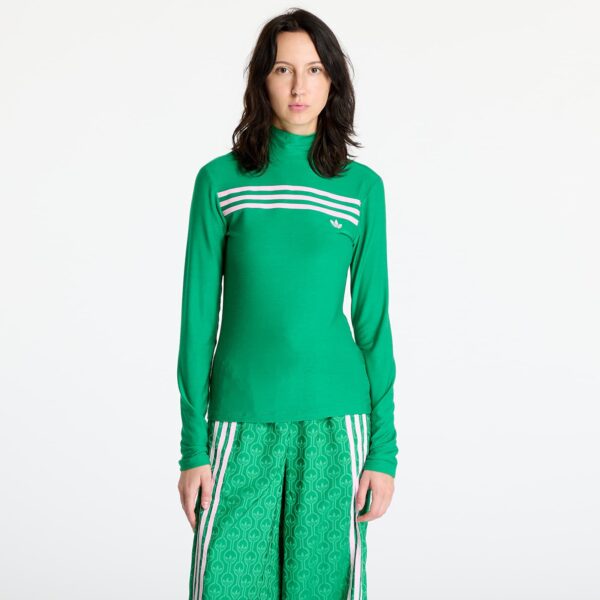 Póló adidas Longsleeve 3-Stripe Tee Green M-alacsony-ár