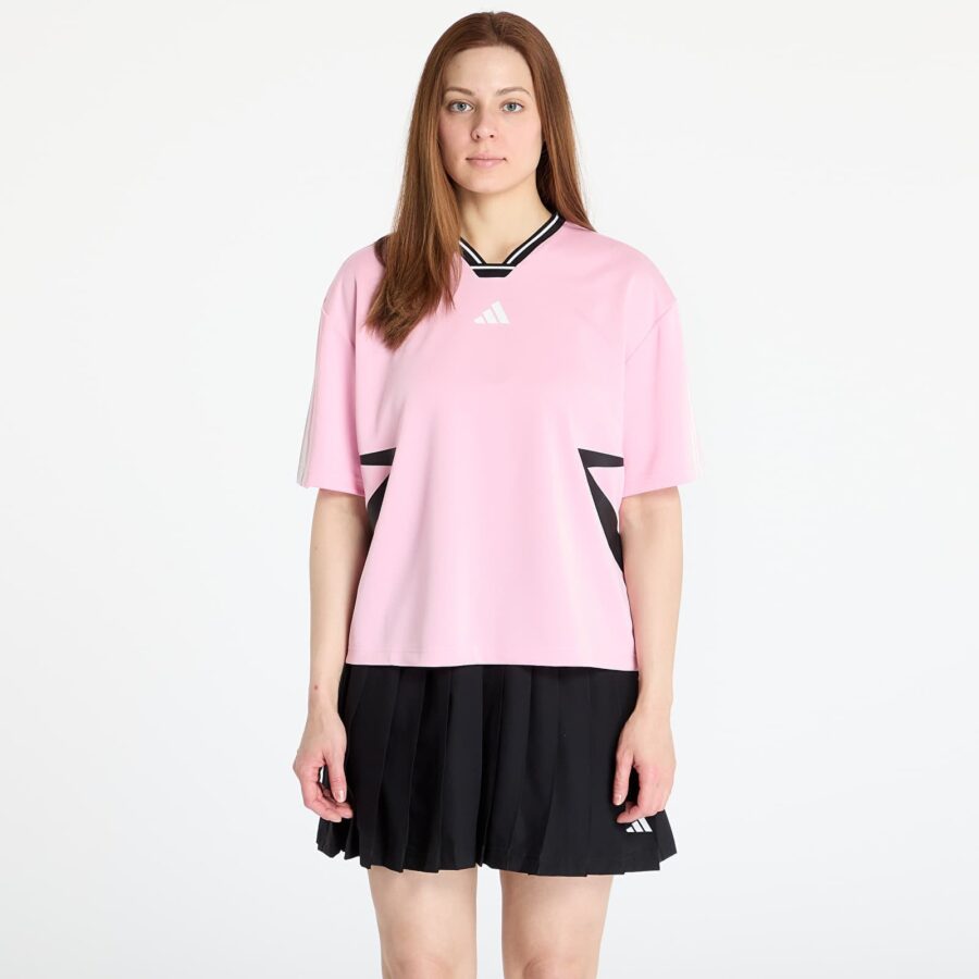 Póló adidas Tiro Cut 3 Stripes Color Block Boyfriend T-Shirt True Pink/ Black/ White XS-alacsony-ár