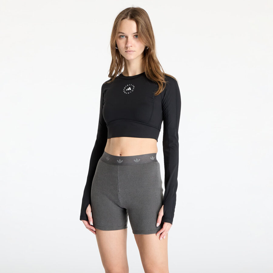 Póló adidas x Stella Mccartney Truestrength Yoga Cro-Packed Longsleeve Top Black XS-alacsony-ár