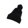 Pom Pom Knit hat with cuff black