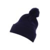 Pom Pom Knit hat with cuff navy blue