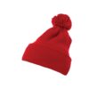 Pom Pom Knit hat with cuff red